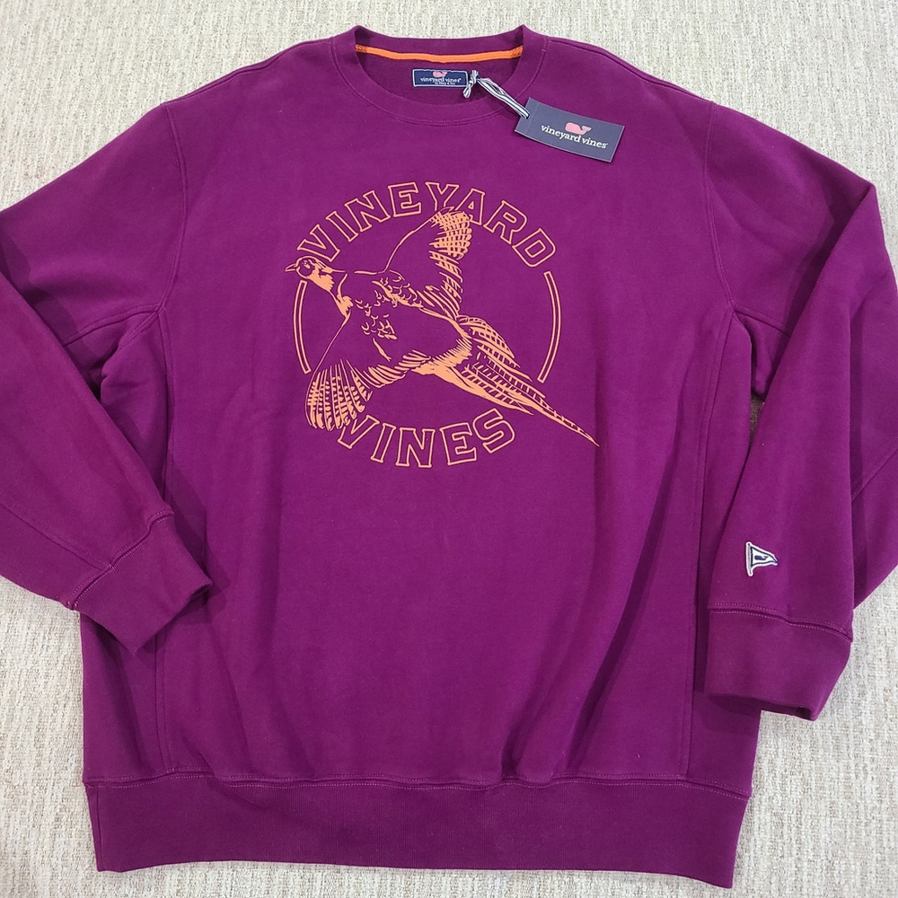 NEW Vineyard Vines Duck Sweatshirt Mens XL Purple Plum Crewneck